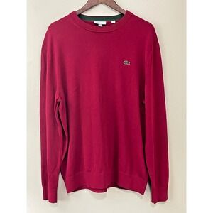 Lacoste Sweater Mens XXL Red Classic Fit Crew Neck Cotton Knit Pullover AH2193